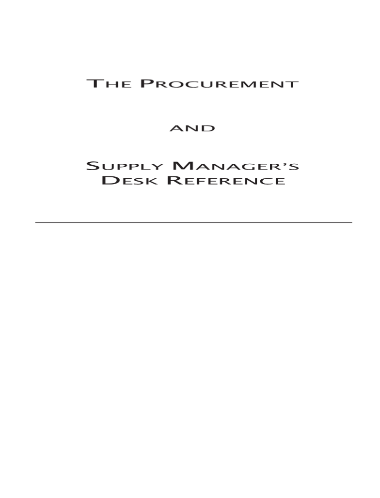 The Procurement and Supply Manager's Desk Reference